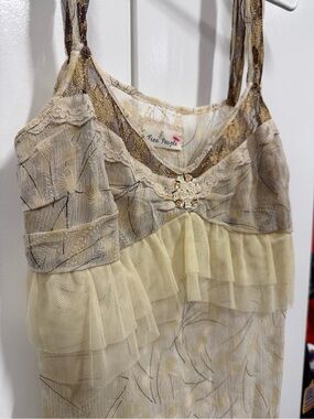 Free People Pale Yellow Lace Ruffle Camisole